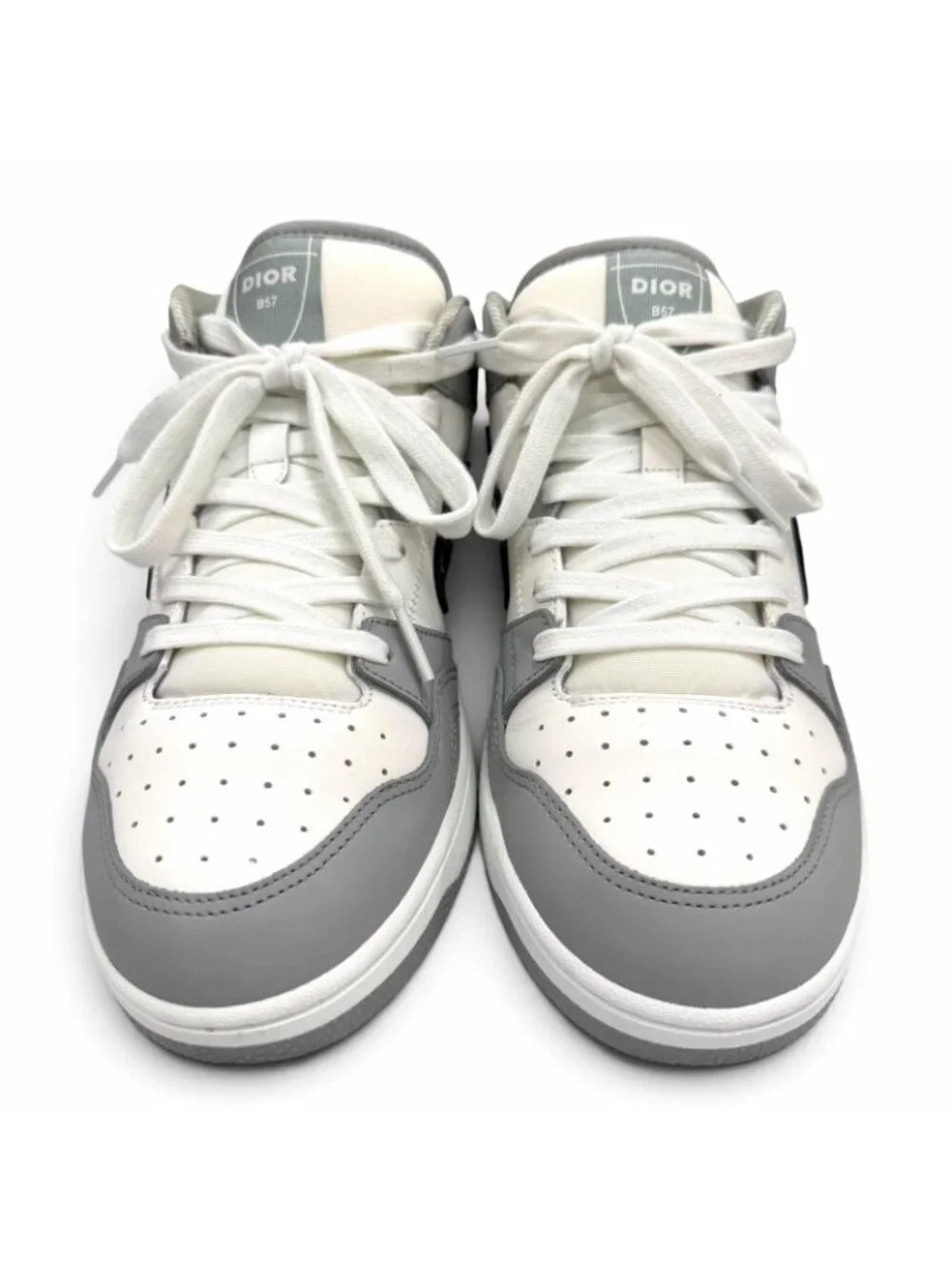 Dior Homme Leather Oblique High Top Sneakers Gray White